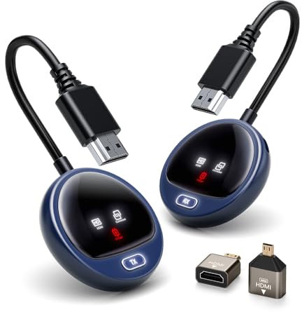 Transmetteur HDMI Sans Fil 4K Avec Écran Intelligent, HDMI Sans Fil Émetteur Récepteur 1080P À 60 Hz. Diffusion Vidéo 2,4/5G Depuis Un PC,Boîtier Vers Un Téléviseur, Moniteur Ou Projecteur - 165FT/50M