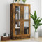Myheimly Vitrinenschrank mit viel Stauraum, Beistellschrank für Schlafzimmer Wohnzimmer Büro, Büroschrank Schrank, Eichen-Optik Holzwerkstoff Räuchereiche 82,5x30,5x150 cm Holzwerkstoff