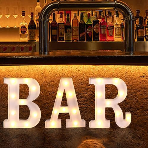 WIYETY Led Vintage Industrielle BAR Zeichen Dekorative: Led Buchstaben Lichter, Neon Sign Lichter Deko, Nachtlichter Dekoration, Buchstaben Lichter BAR Schild, für Bar, Kneipe, Wanddekoration