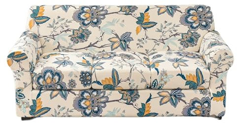 EBETA E Sofahusse Sofabezug mit 3 Separatem Sitzkissenbezug Stretch Sofaüberwürfe Couchbezug Elastischer Stretchhusse für Sofa (Mohn, 3 Sitzer)