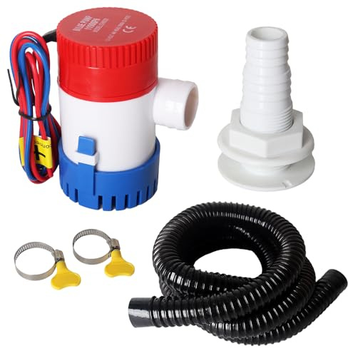 Lxngyi 12V 1100GPH Boat Bilge Water Pump Plumbing Kit for 1-1/8 Diameter Bilge Pump Hose for 6.5ft Bilge Pump 2 Steel Clamps i