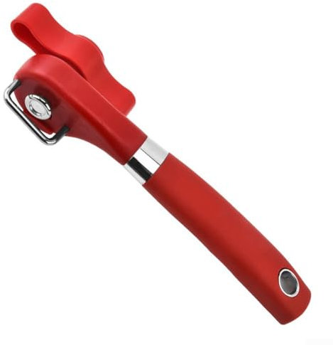 Ergonomic Stainless Steel Can Opener with Secure Design for Safe Home Use (K4 red)