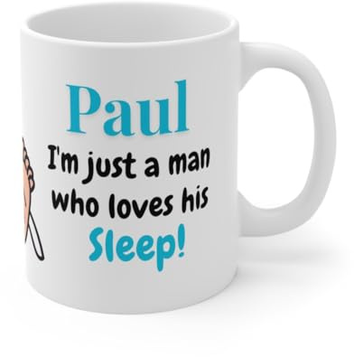 Personalised Sleep Lover Coffee Mug, White Ceramic, Custom Name Design, Funny Quote, 11 oz