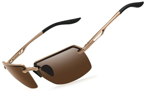 Bircenpro Klassisch Polarisiert Sonnenbrille für Herren: UV400 Schutz Sonnenbrillen Retro Ultraleicht Rahmenlos Brille für Fahren Angeln