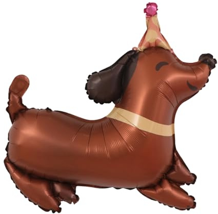 Dackel Happy Birthday Ballon, Luftballons Geburtstag Hund 63×64cm, Wiederverwendbare Folienballon Dackel Geschenke, XXL Dachshund Balloons für Hunde Liebhaber, Hundeparty Mädchen Deko