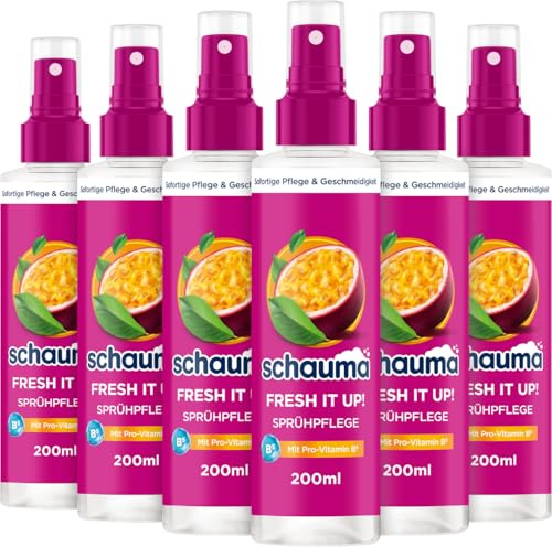 Schauma Sprühpflege Fresh it Up! (6x 200 ml), Sprühspülung hilft, das Haar zu entwirren, Spülung mit bis zu 230 °C Hitzeschutz, Haarspülung für sofortige Pflege & Geschmeidigkeit