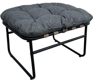 Rebecca Mobili Gepolsterter Fußhocker, Dunkelgrau, Stahl und Polyester, Modern - Maße HxBxT: 45 x 63 x 47 cm - Art. RE7308