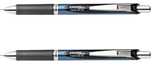 Pentel EnerGel RTX Retractable Liquid Gel Pen, (0.7mm), Medium Line, Needle Tip, Black Ink, Pack of 2 (BLN77BP2A)