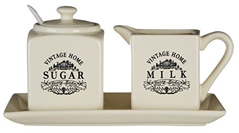 Premier Housewares - Juego de azucarero y Jarra de Leche, Color Crema