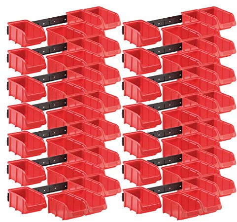 14x 6tlg. Sichtboxen-Set Gr.2 + Wandschienen = 84 Teile Lagerboxen Schütten Regal