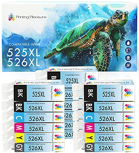 18 (3 SETS) Compatible PGI-525 CLI-526 Ink Cartridges for Pixma MG5150 MG5250 MG6150 MG6250 MG8150 MG8250 MX885 iP4850 iP4950 iX6550 - Black/Photo Black/Cyan/Magenta/Yellow/Grey, High Capacity