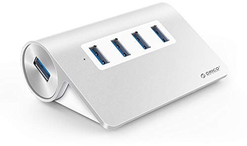ORICO Hub USB 3.0 in Alluminio USB Hub 4 Porte con Cavo Dati 1M (da A ad A), Hub USB per Tablet, Computer Portatili, Desktop e Altri Dispositivi Apple(Argento)
