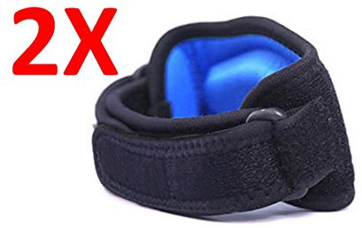 PintoMed – Tennisarm, Golferarm Bandage, Ellenbogenbandage, Epicondylitis Spange, 2 Stuck, Ellbogen Manschette, Neopren Mit Gelpad, Sport, Unisex – Schwarz mit Blau