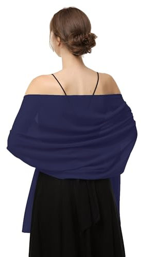Chiffon-Schals, Schals für Braut, Hochzeit, Party, Abendkleid und besondere Anlässe Kleider, navy, Länge (79) * Breite (19)