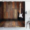ABAKUHAUS Gitarre Duschvorhang, Gitarre Holz Zimmer, Stoffliches Gewebe Badezimmerdekorationsset mit Haken, 175 x 200 cm, Braun Schwarz Weiß