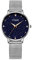 Alienwork Armbanduhr Damen Silber Metall Mesh Armband Edelstahl Blau echtes Marmor Zifferblatt