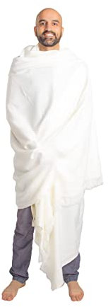Om Shanti Crafts Meditationsschal oder Meditationsdecke, Schal, Stola, groß, Unisex, Weiss/opulenter Garten, 8' x 4'