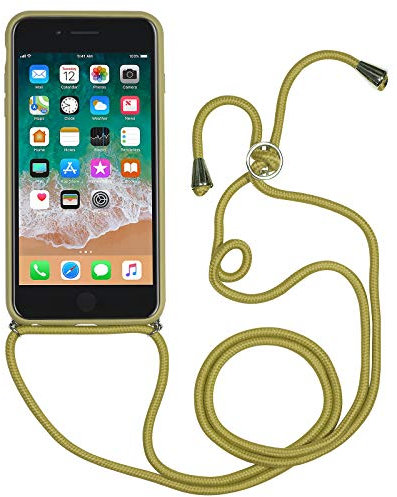 STILGUT Handykette entwickelt für iPhone 8/7und iPhone SE 2020 - Handykette für iPhone 8 & iPhone 7 aus Leder & TPU/PC, Handyhülle zum Umhängen, Hülle mit Band - Grün