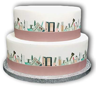 Top That Edible Cake Decor - Make Up Cosmetics Themed Border - Perfect Age 5+ for Larger Cakes - Easy to Use - Includes 1 x A4 Edible Decor Icing Sheet - Suitable for Kids & Teens
