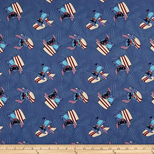 Disney 0645743 Lilo and Surfer Stitch, Baumwolle, Blau, Yard