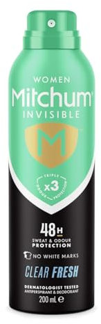 Mitchum Invisible Women 48HR Schutz-Aerosol, Deodorant & Anti-Transpirant, keine weißen Spuren, alkoholfrei, klar frisch, 200 ml