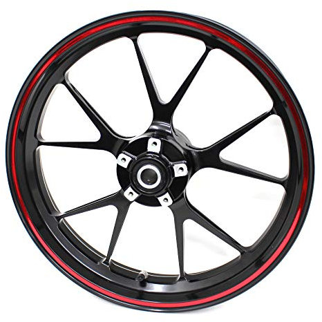 Felgenrandaufkleber Felgenrand Stripes Breite 7mm Chrom Hologramm mit Montagetool 16 17 18 19 Zoll für Auto Motorrad Felgen Aufkleber (Chrom Rot)