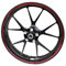 Felgenrandaufkleber Felgenrand Stripes Breite 7mm Chrom Hologramm mit Montagetool 16 17 18 19 Zoll für Auto Motorrad Felgen Aufkleber (Chrom Rot)