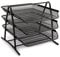 Trintion Letter Mesh Letter 3 Tier Office Filing Trays Holder In Desk Organiser Tidy Document Paper File Storage Metal Filling Collection Desk Organiser for Home & Office (Black)