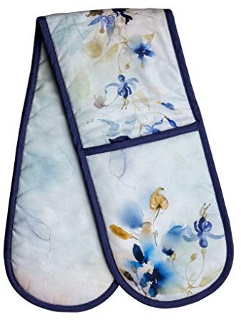 Maison d' Hermine Double Oven Mitts 100% Cotton 18 cm x 89 cm Double Oven Mitt Heat Resistant BBQ Cooking Gloves with Loop, Baking, Grilling, Home, Kitchen, Handling Hot Pans (Lazy Summer Days)