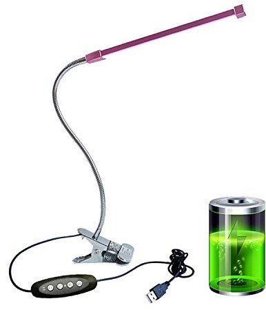 ACMHNC LED Leselampe Bett Klemme Dimmbar Klemmlampe,8W Bettlampe Klemmleuchte USB Wiederaufladbar Schreibtischlampe Klemmbar,1800Mah Batterie,360° Flexibel Leselicht Tischlampe Für Kinder Buch,Rosa