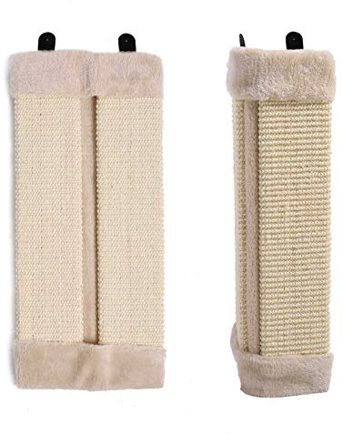 Trintion Ecke Kratzbrett 45×25cm Kratzmatte Katze Katzenkratzmatte Sisal Kratzpappe Wand Kratzschutz Sofa Katzenkratzbrett Faltbar Katzenkratzbretter mit Plüsch Wandkratzbrett für Schützt Möbel