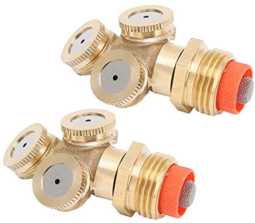 Boquillas atomizadoras Cabezal de pulverización de nebulización, Cabezal de Boquilla de riego de 3 Orificios G 1/2 con Malla de Filtro para jardín, Patio, Cocina, césped, Planta
