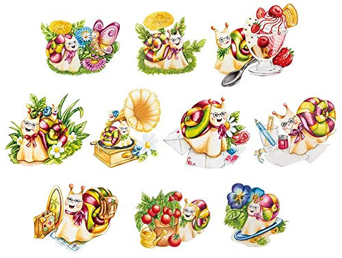 Ideen mit Herz 3-D Motive, ausgestanzt, ca. 7-10 cm, 10 Stück im Beutel | Bilder zum Basteln & Dekorieren | Grußkarten selber machen | Bildmotive für Scrapbooking & DIY-Deko (Schnecke Carsten)