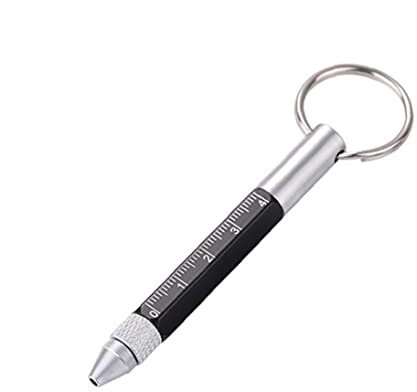 Ayrsjcl 6-in-1 Key Ring Pen Practical Keychain Stylus Multifunctional Ballpoint Pen Durable Scale Key Pen Multifunction Tool
