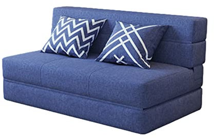 YXDFG Schlafsofa Einsitziger Stuhl 2 Sitze Klappbares Liegesofa 2-Sitzer-Sofa Niedriges Bett Matratze Schlafsofa Kompaktes Bodensofan,Blau,72×76×120cm