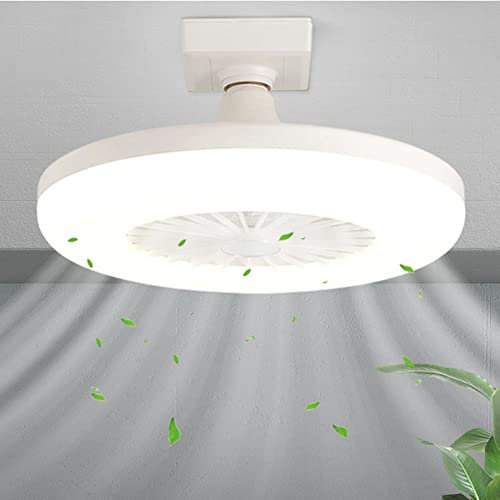 OOWOKS Piccolo Mini Ventilatore Da Soffitto Con Illuminazione Silenzioso Semplice E Moderno Fan Luce 24W Plafoniera Con Ventilatore Per Camera Da Letto Balcone Bagno Cucina Ristorante Studio,E27