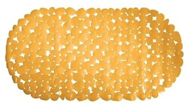 MSV - Tappetino da bagno in PVC con ciottoli - PVC 100% senza ftalati - 68 x 35 cm - Zafferano - Superficie antiscivolo per sicurezza e comfort - Facile da pulire