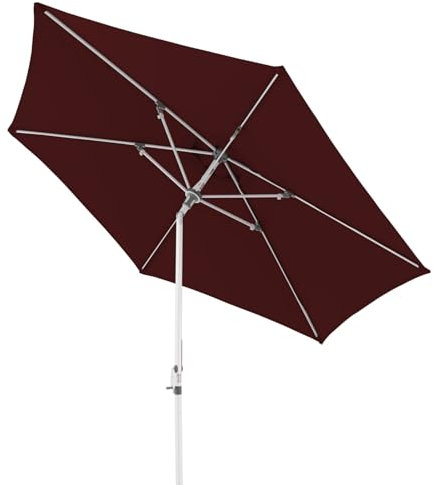 Doppler Sonnenschirm AluPro Neo Kurbel 305cm in Rot I 6-eckiger Sonnenschirm für Balkon & Terrasse I Schirm knickbar I Öffnen & Schließen durch Kurbel I Höhenverstellbar