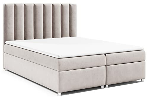 Best for Home Boxspringbett mit Bettkasten Trinity K-10 Bonellfederkern inkl. Topper 200x200 Creme