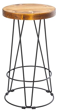 Barhocker für Hausbar, Barstuhl, Küchenstuhl, Bistrohocker, Tresenhocker mit Fußstütze, Stuhl, Keine Montage erforderlich, Industrie-Design (Rund-Form 64 cm Höhe, Braun)