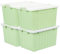 Cetomo 15L*4 Storage Boxes with Lids, Plastic Storage Bins with Latching Buckles, Click Closure, Stackable, Nesting, Organizer for Home Office Clothes, Green, 15L-4 Pack