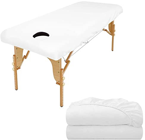 Luriseminger 2pcs Spannbezug mit Loch für Massageliege Ölresistent, 70 x 190cm Wasserdicht Bezug für Massageliege Waschbar Massageliege Bezug für Kosmetik-Tische und Therapie-Bänke