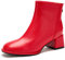 Stivaletti da donna con tacco medio alto e cerniera, punta rotonda, stile casual, per feste, Vernice rossa., 39.5 EU