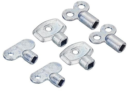 PATIKIL Radiateur Soupape Clés Ensemble, 6 Paquet Zinc Alliage Carré Douille Évent Air Soupape Clé Clé Plomberie Purge Outil pour Radiateur Chauffage Robinet, Argent