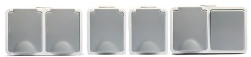MC POWER Feuchtraum Set | 1x Kombi Schalter Steckdose horizontal + 2x Einszelsteckdose + 1x Doppelsteckdose horizontal | Fix Waschraum | IP54 Steckdose Lichtschalter mit Steckanschluss grau