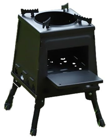 Chollos estufas de leña plegables para fácil almacenamiento,soporte cocina de leña retráctil,utensilios de cocina para exterior salamandra a leña,para camping,picnics,fiestas (Color : Black, Size :