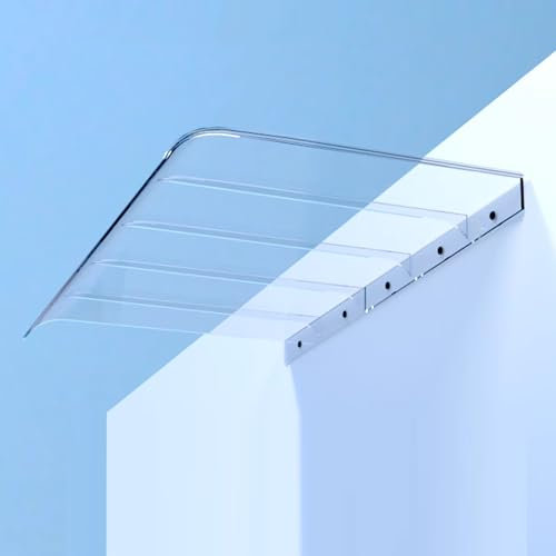 Transparent Pultvordach,Vordach Haustür Überdachung Pultbogenvordach Türdach Sonnenschutz aus Polycarbonat,Uv-Schutz Sonnenschutz Türdach Überdachung,Anpassbar Türvordach (50x260cm/20 x102)