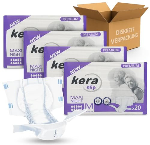 KERA® Premium Inkontinenz-Slip MAXI NIGHT - saugstarke Windeln für Erwachsene [MIT AUSLAUFSCHUTZ] - Atmungsaktive Erwachsenen Windel für die Nacht - 80 Stück - L - Vorteilspack