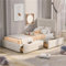 hrijusdif Kinder-Einzelbett mit Holzlattenrost, Zwei großen Schubladen unter dem Bett, gepolstertes Bett mit Rückenlehne, geeignet für Kinder und Jugendliche (Beige + Upholstered)