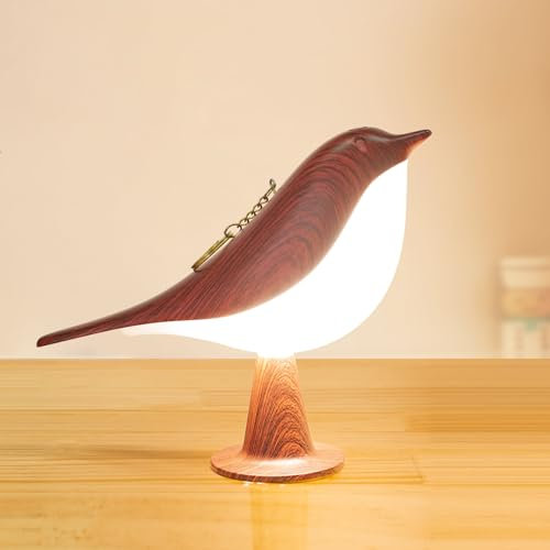 Danolt Vogel Nachttischlampe Ohne Kabel, Nachttischlampe Touch Dimmbar, Kabellose Lampe mit 3 Farbtemperaturen, Kleine Tischlampe, Nachtlicht Kinder